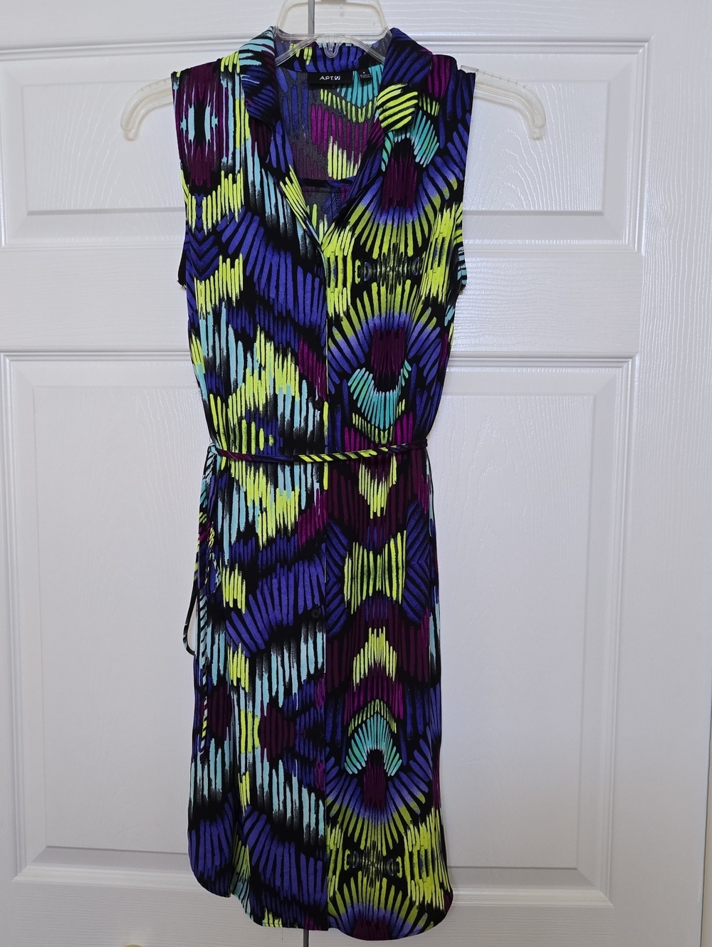 Apt. 9 Multicolor Sleeveless V-Neck Mini Dress — Purple, Blue, Neon Yellow